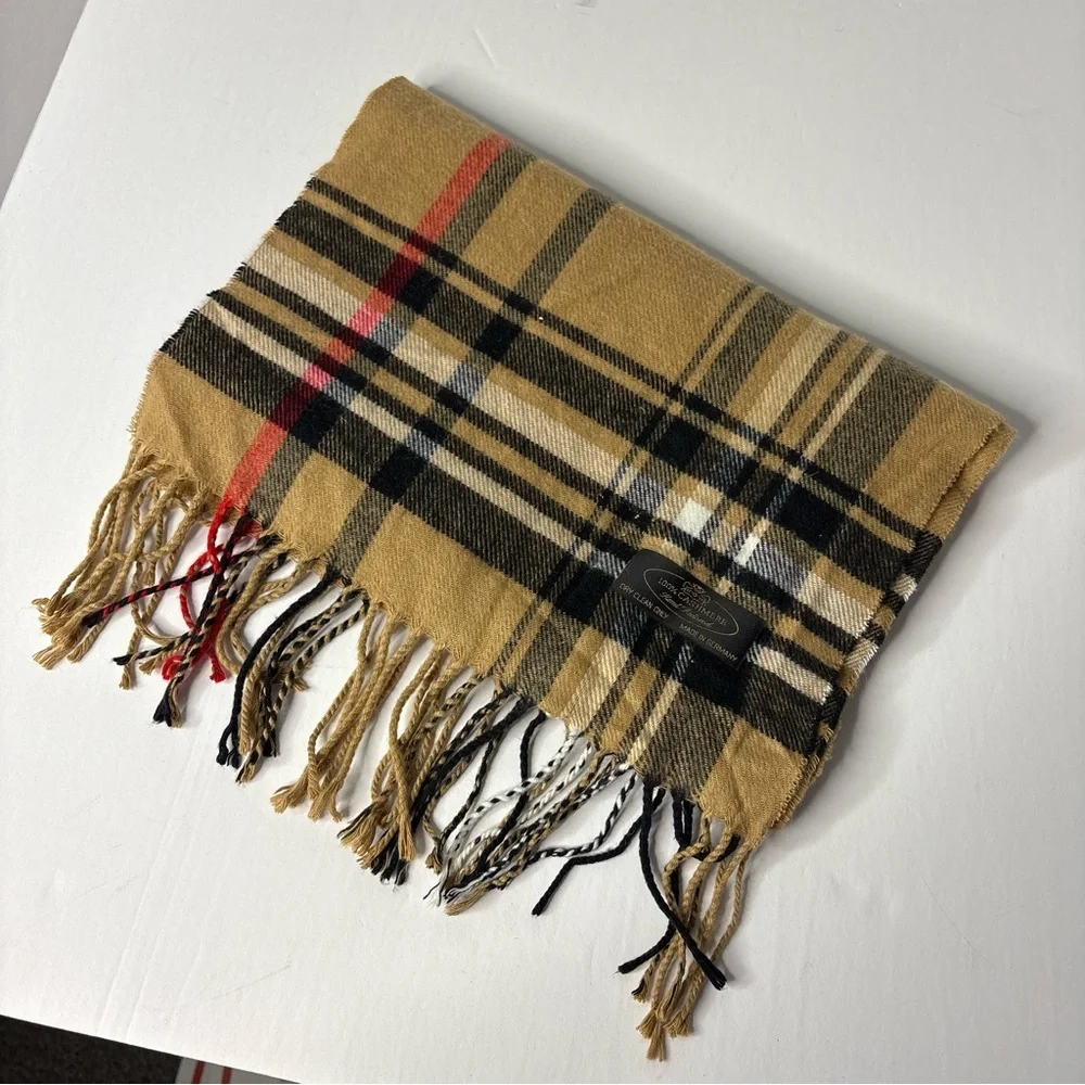 German 100% Cashmere Plaid Tartan Fringe scarf